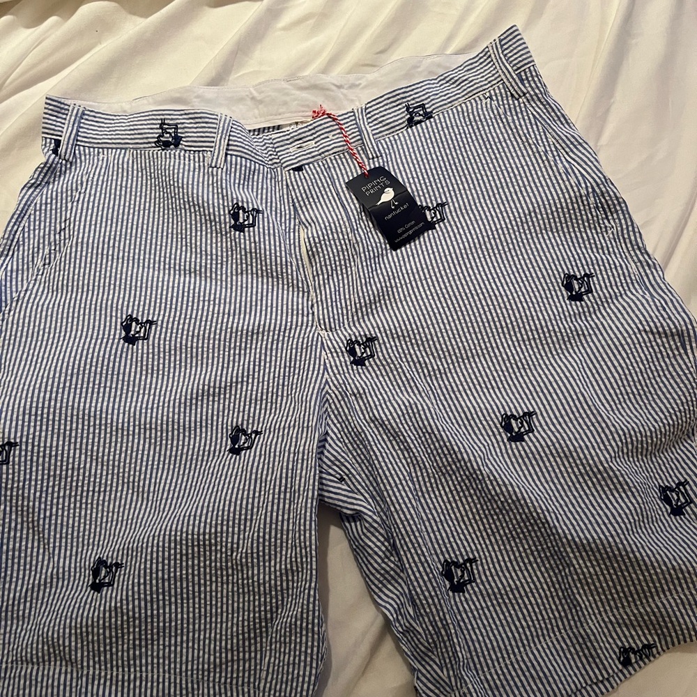 FIGAWI Blue Striped Men's Flat Front Shorts